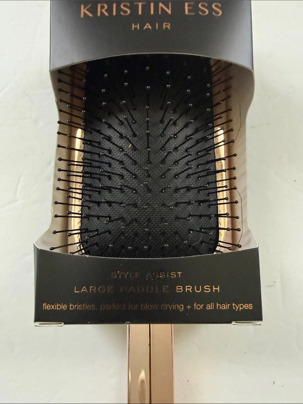 Kristin Ess Rose Gold Large Paddle Brush - Black Bristles